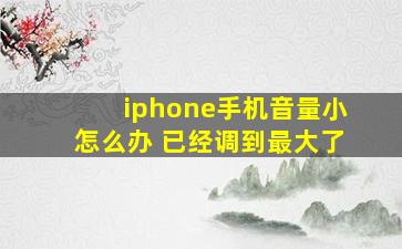 iphone手机音量小怎么办 已经调到最大了